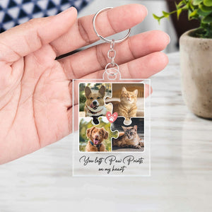 GeckoCustom Custom Photo You Left Paw Prints On My Heart Acrylic Keychain N304 889986 60mmW x 40mmH