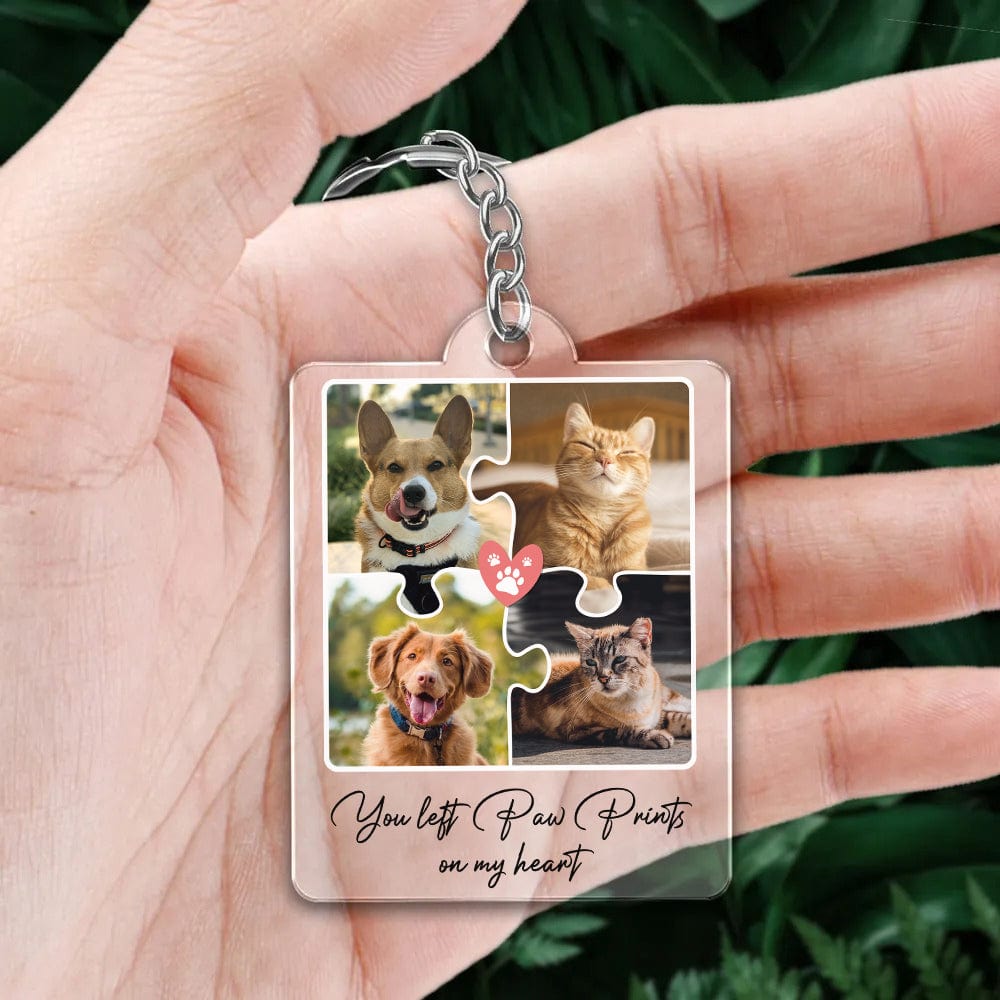 GeckoCustom Custom Photo You Left Paw Prints On My Heart Acrylic Keychain N304 889986 60mmW x 40mmH