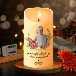 GeckoCustom Custom Photo You Will Remain In Our Hearts Forever Memorial LED Candle HA75 891656