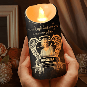 GeckoCustom Custom Photo Your Light Will Always Shine In My Heart Memorial LED Candle HO82 893498