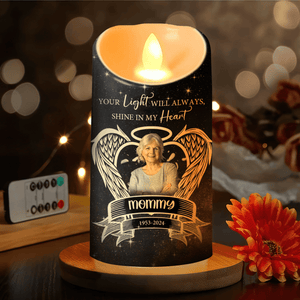 GeckoCustom Custom Photo Your Light Will Always Shine In My Heart Memorial LED Candle HO82 893498