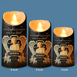 GeckoCustom Custom Photo Your Light Will Always Shine In My Heart Memorial LED Candle HO82 893498