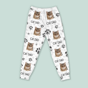 GeckoCustom Custom Portrait Cat Mom Cat Dad With Paw Pattern Pajamas N304 889762