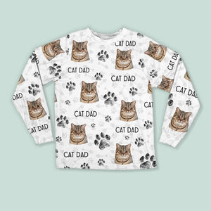 GeckoCustom Custom Portrait Cat Mom Cat Dad With Paw Pattern Pajamas N304 889762