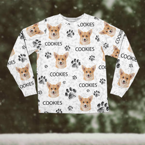 GeckoCustom Custom Portrait Dog Mom Dog Dad With Paw Pattern Pajamas N304 889760 Only Shirt / S