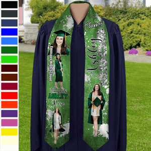 GeckoCustom Custom Portrait Photo And Add School Name Graduation Gift Stoles N369 890224 6x72 inch / Triangle