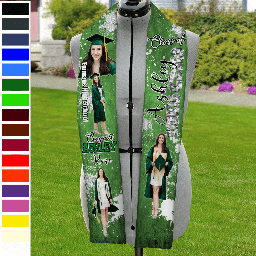 GeckoCustom Custom Portrait Photo And Add School Name Graduation Gift Stoles N369 890224 6x72 inch / Triangle