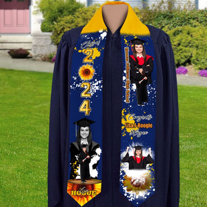 GeckoCustom Custom Portrait Photo Class Of 2024 With Sporty Style Graduation Gift Stoles N369 890212 6x72 inch / Triangle