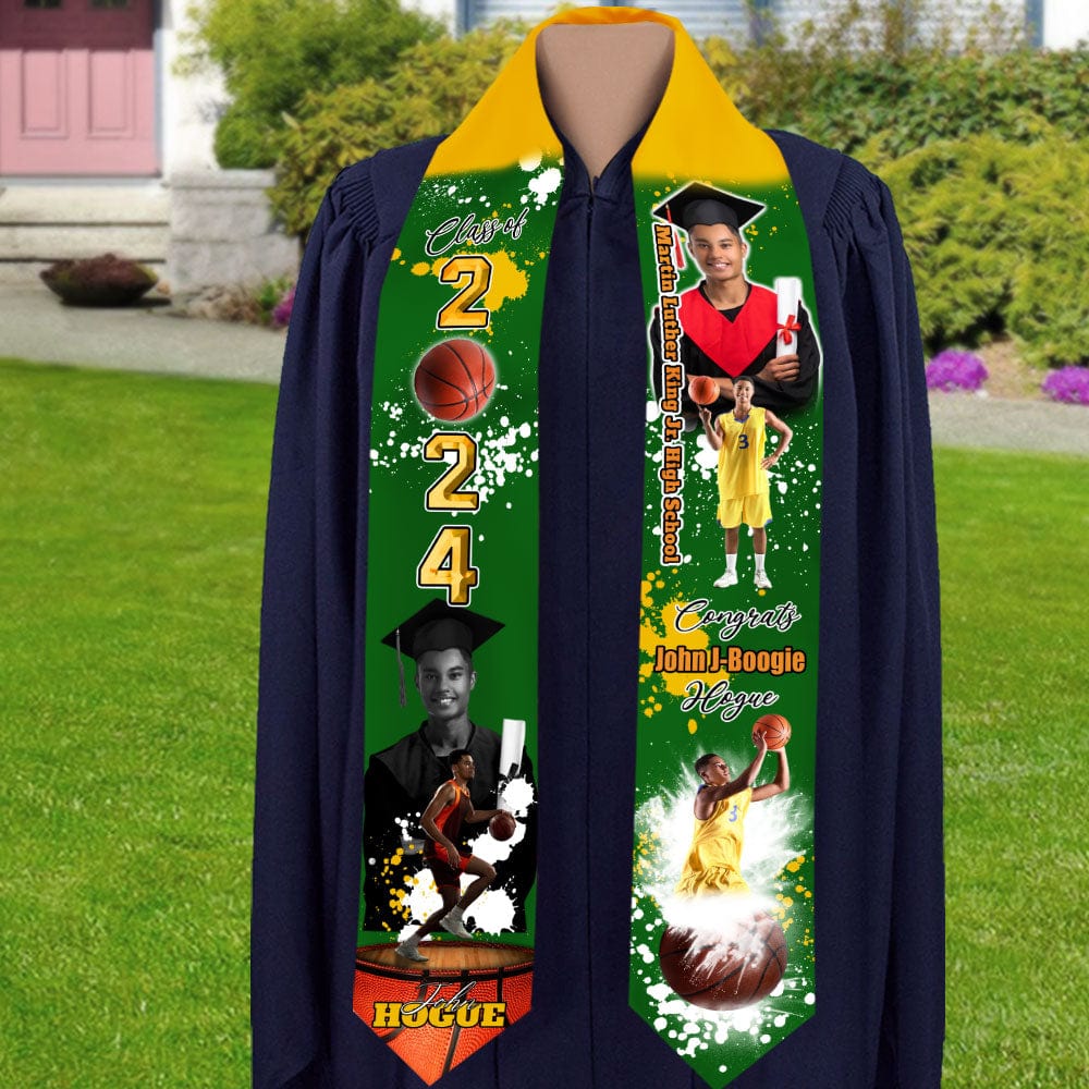 GeckoCustom Custom Portrait Photo Class Of 2024 With Sporty Style Graduation Gift Stoles N369 890212 6x72 inch / Triangle