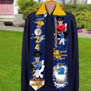 GeckoCustom Custom Portrait Photo Class Of 2024 With Sporty Style Graduation Gift Stoles N369 890212 6x72 inch / Triangle