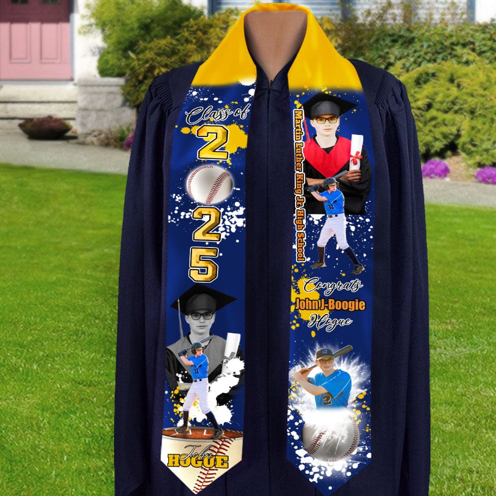 GeckoCustom Custom Portrait Photo Class Of 2025 With Sporty Style Graduation Gift Stoles N369 890212 6x72 inch / Triangle