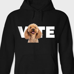 GeckoCustom Custom Portrait Photo Vote My Dog Dark Shirt TA29 890272 Pullover Hoodie / Black Colour / S