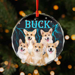 GeckoCustom Custom Portrait Photo With Retro Style Glass Ornament For Dog Lovers HA75 891855 3 inch