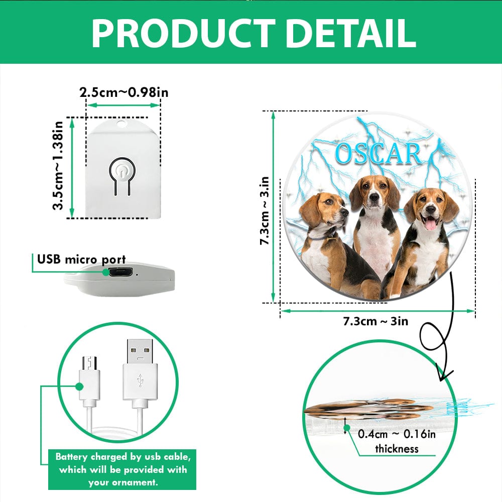 GeckoCustom Custom Portrait Photo With Retro Style Led Acrylic Ornament Christmas Gift For Dog Lovers HA75 891726 3in