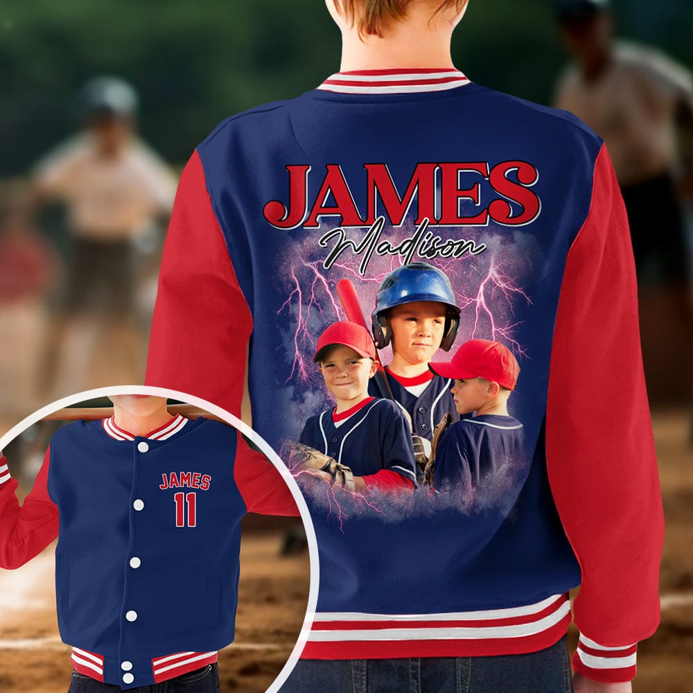 GeckoCustom Custom Portrait Photo With Retro Style Sporty Gift For Baseball Lovers Varsity Jacket HO82 893148