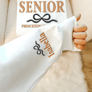 GeckoCustom Custom Senior With Coquette Bow Embroidered Sleeve Sweatshirt LM32 893099