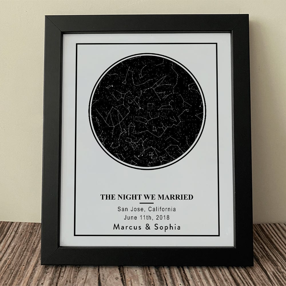 GeckoCustom Custom Star Map The Night We Met Anniversary Gift Picture Frame LM32 893017 Picture Frame / 8"x10"