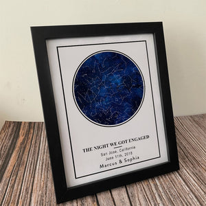 GeckoCustom Custom Star Map The Night We Met Anniversary Gift Picture Frame LM32 893017 Picture Frame / 8"x10"