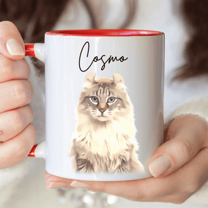 GeckoCustom Custom Watercolor Dog Cat Pet Photo Accent Mug HA75 891804 11oz / White/Black