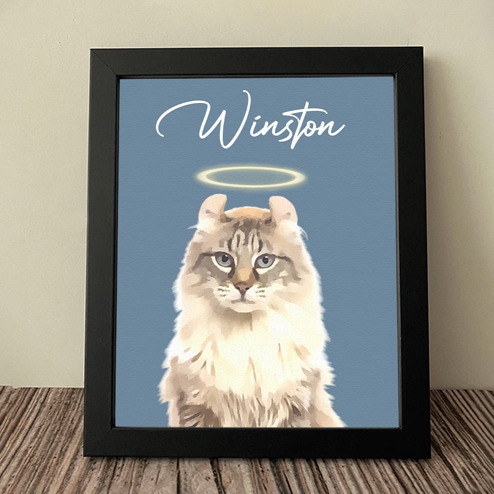 GeckoCustom Custom Watercolor Dog Cat Pet Photo Memorial Picture Frame Poster Canvas HA75 891800