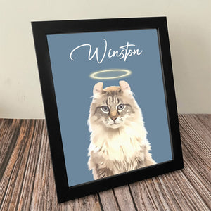 GeckoCustom Custom Watercolor Dog Cat Pet Photo Memorial Picture Frame Poster Canvas HA75 891800