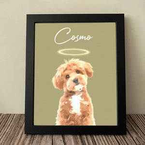 GeckoCustom Custom Watercolor Dog Cat Pet Photo Memorial Picture Frame Poster Canvas HA75 891800