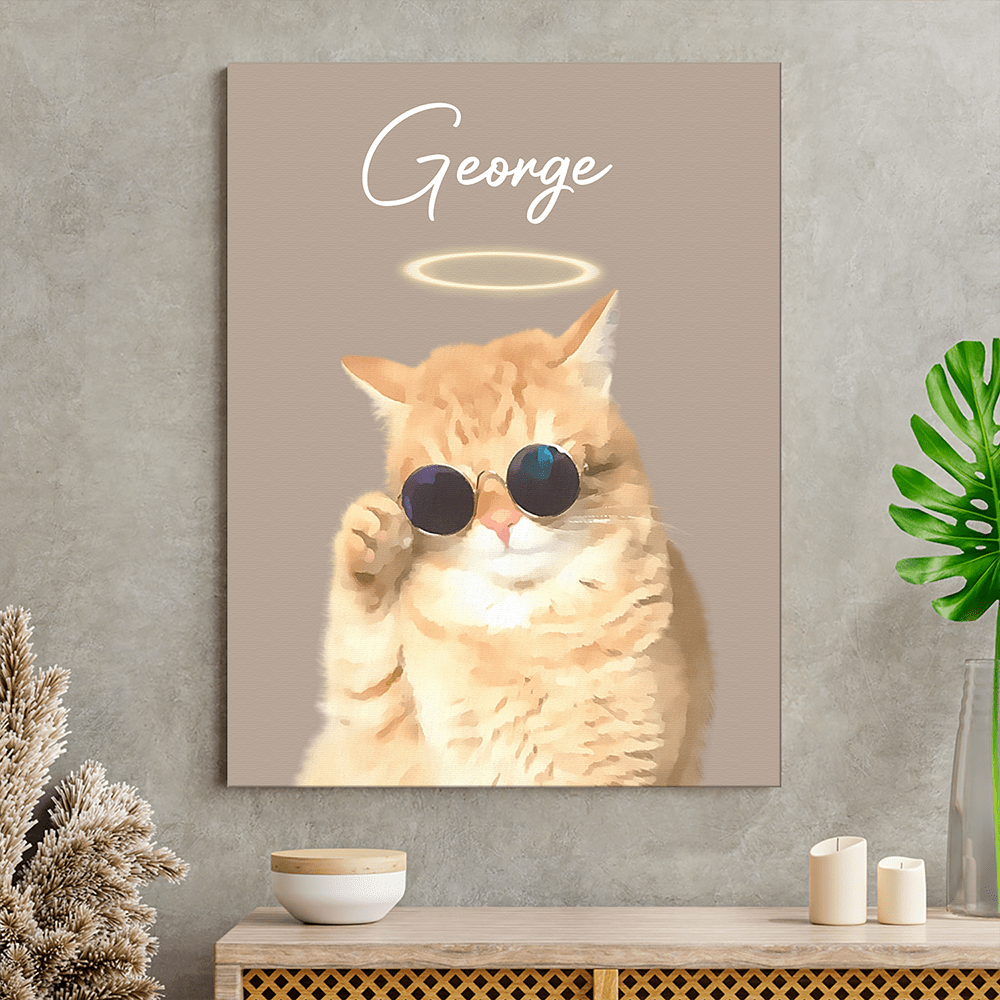 GeckoCustom Custom Watercolor Dog Cat Pet Photo Memorial Picture Frame Poster Canvas HA75 891800