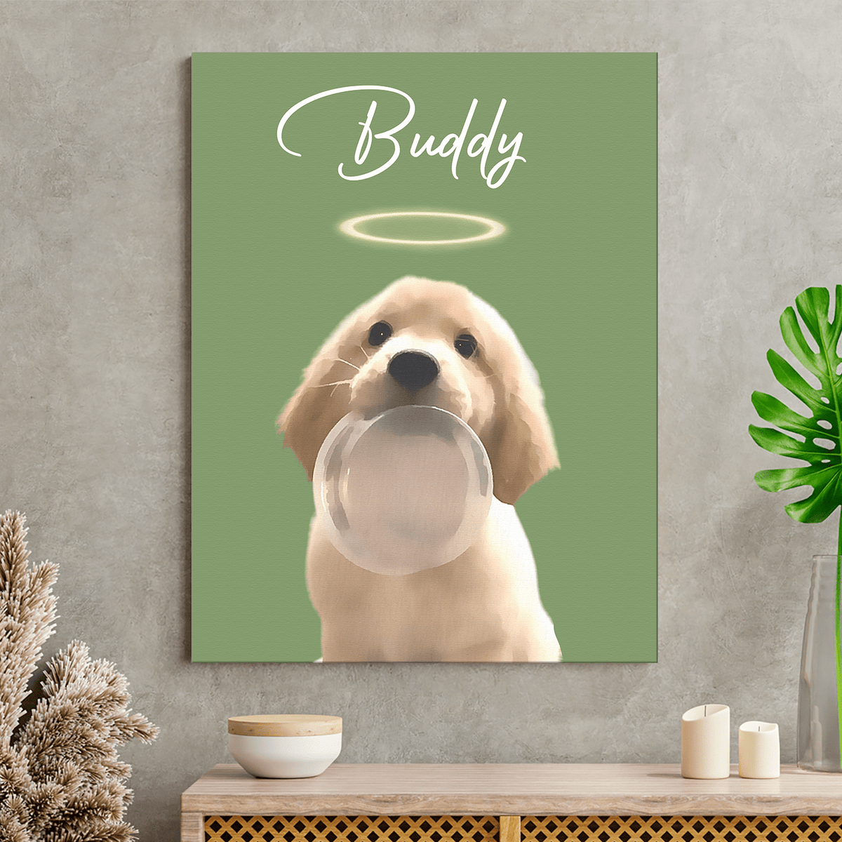 GeckoCustom Custom Watercolor Dog Cat Pet Photo Memorial Picture Frame Poster Canvas HA75 891800