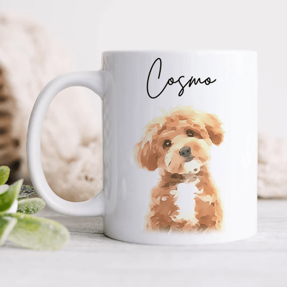 GeckoCustom Custom Watercolor Dog Cat Pet Photo White Mug HA75 891802