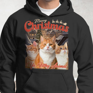 GeckoCustom Custom Your Cat Photo Retro Vintage Merry Christmas Sweatshirt TH10 892001