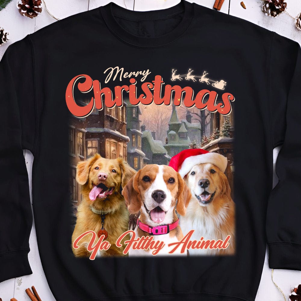 GeckoCustom Custom Your Pet Retro Vintage Portrait Christmas Sweatshirt TH10 891693