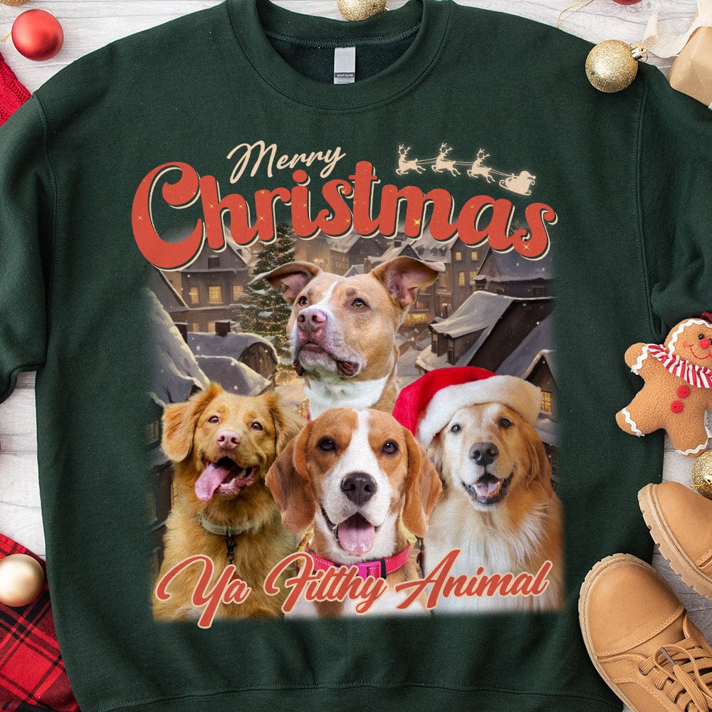 GeckoCustom Custom Your Pet Retro Vintage Portrait Christmas Sweatshirt TH10 891693