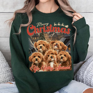 GeckoCustom Custom Your Pet Retro Vintage Portrait Christmas Sweatshirt TH10 891693