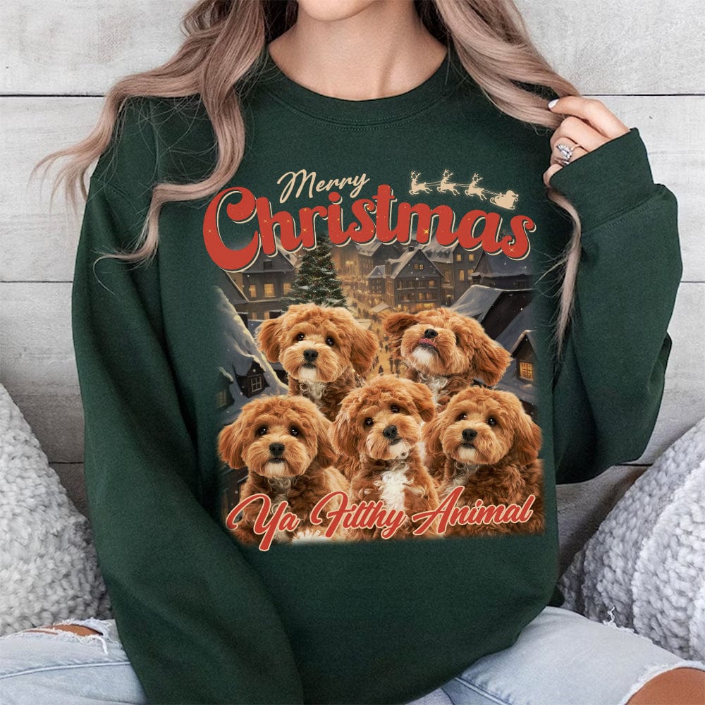 GeckoCustom Custom Your Pet Retro Vintage Portrait Christmas Sweatshirt TH10 891693
