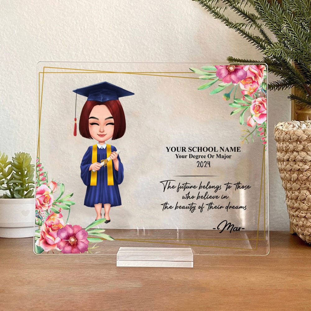 GeckoCustom Customized Chibi Graduation Acrylic Plaque and Stand, Graduation Gift HN590