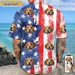 GeckoCustom Customized Hawaii Shirt Upload Dog Cat Photo With Us Flag N369 889230 120728