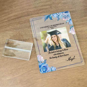 GeckoCustom Customized Photo Graduation Acrylic Plaque and Stand, Graduation Gift HN590