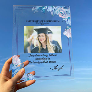 GeckoCustom Customized Photo Graduation Acrylic Plaque and Stand, Graduation Gift HN590