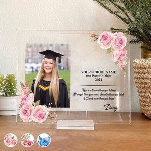 GeckoCustom Customized Photo Graduation Acrylic Plaque and Stand, Graduation Gift HN590