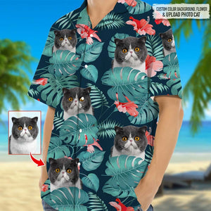 GeckoCustom Customized Photo Upload Cat Men's Hawaiian Shirt, DA199 888310