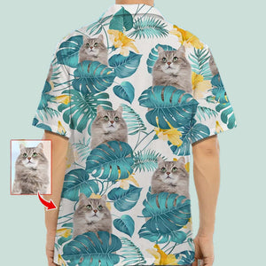 GeckoCustom Customized Photo Upload Cat Men's Hawaiian Shirt, DA199 888310 Upload Photo / With Pocket / S