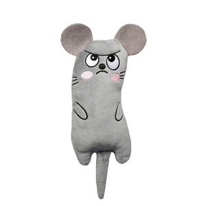 GeckoCustom Cute Cat Toys Funny Interactive Plush Cat Toy Mini Teeth Grinding Catnip Toys Kitten Chewing Mouse Toy Pets Accessories gray