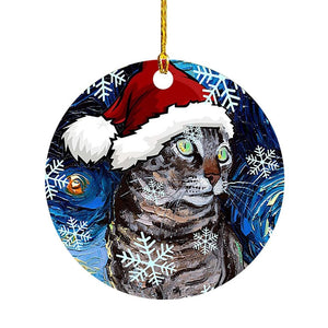 GeckoCustom Cute Dog Cat with Hat Christmas Tree Ornament