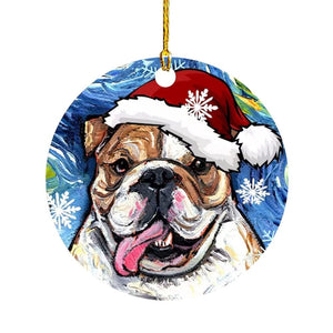 GeckoCustom Cute Dog Cat with Hat Christmas Tree Ornament