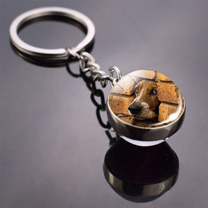 GeckoCustom Cute Dog Double Side Glass Ball Keychain As show 2