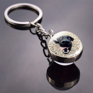 GeckoCustom Cute Dog Double Side Glass Ball Keychain As show 17