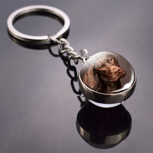 GeckoCustom Cute Dog Double Side Glass Ball Keychain As show 5