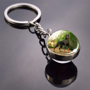 GeckoCustom Cute Dog Double Side Glass Ball Keychain As show 25