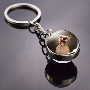 GeckoCustom Cute Dog Double Side Glass Ball Keychain As show 6