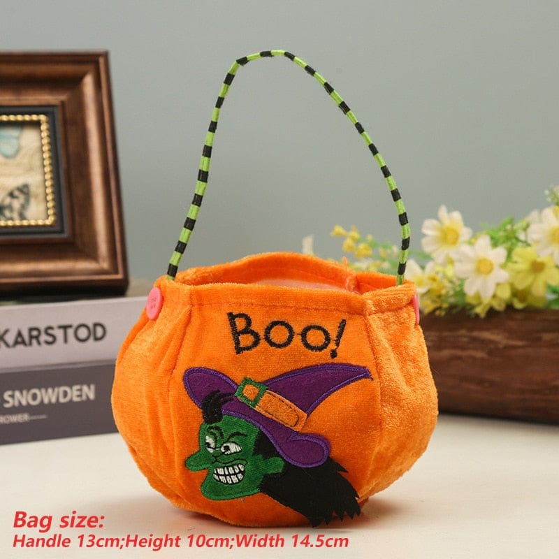 GeckoCustom Cute Halloween Portable Pumpkin Bag Trick Or Treat Kids Candy Bag as shows 3